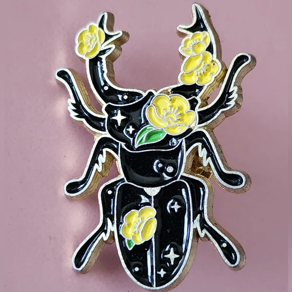 Black and Yellow Beetle Enamel Pin